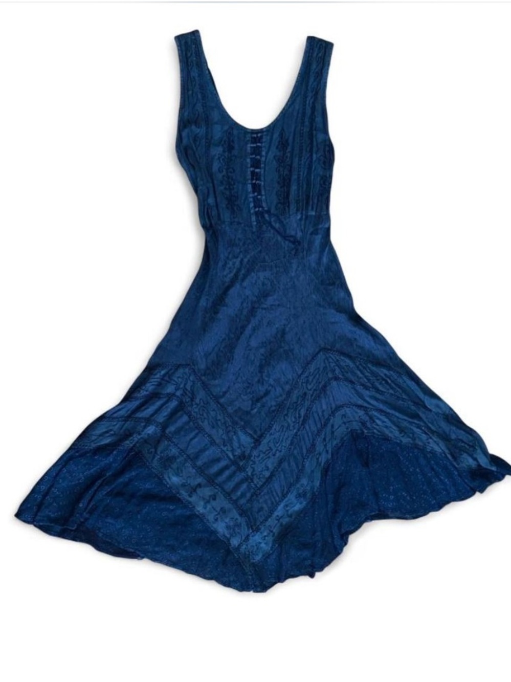 Sleeveless Navy Blue Scoop-Neck A-Line Dress (3x, could fit L/XL)